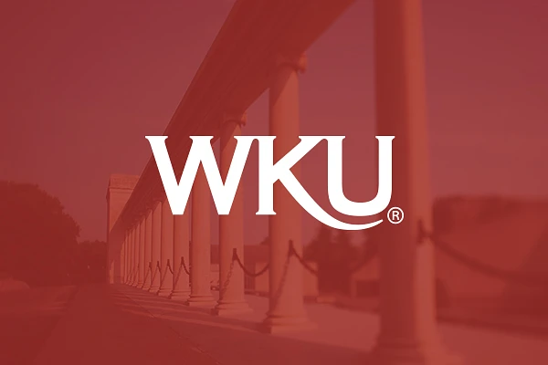 WKU logo on red background with colonnades